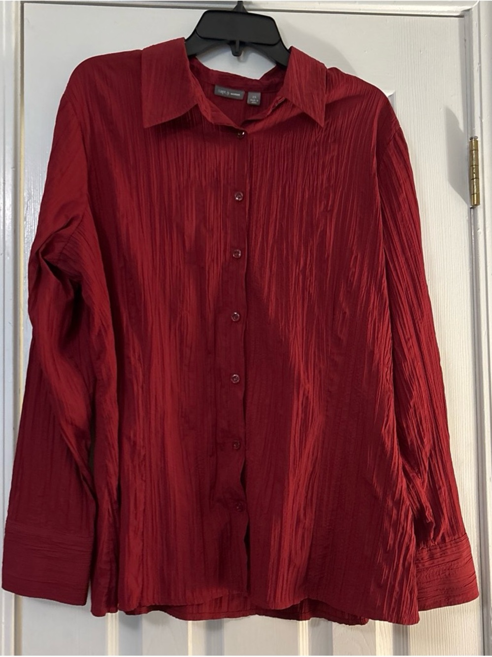 Alfani Women's Deep Red Textured Button-Front Blouse